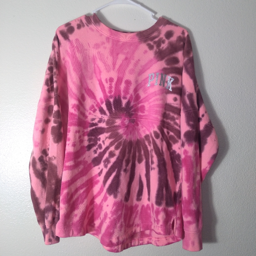 VICTORIA SECRET PINK Shine Tie-Dye Crew Neck Sweatshirt- Size M - Picture 2 of 14